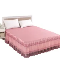 โรงงานโดยตรงขายสบายติดตั้งกระโปรงแต่งงานชุดเครื่องนอนลูกไม้ผ้าคลุมเตียงผ้าคลุมเตียง Saia de cama เลสเบี้ยน
