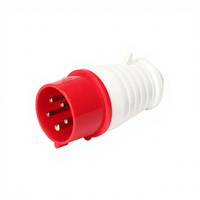 Prise et fiche électriques industrielles HFE HF-015 IP44 380V 16A 3P+N+E 5 broches en nylon rouge PA