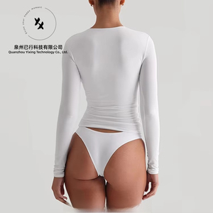 Nouveau T-shirt à manches longues zippé double couche pour femme, personnalisé avec logo, décontracté, respirant, 95% polyester 5% élasthanne - Product Image 2