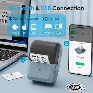 Commercio all'ingrosso ad alta velocità 2 pollici Wireless palmare stampante senza inchiostro blu etichetta del testo logo macchina da stampa codice a barre - Product Image 3
