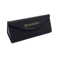 Étui à lunettes de soleil pliable de luxe en PU, personnalisé avec logo couleur, prix d'usine, vente en gros, étui à lunettes triangulaire pliable