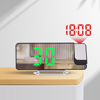 Horloge numérique multifonctionnelle à grand écran LED, réveil de bureau numérique, horloge de table numérique avec projection rotative