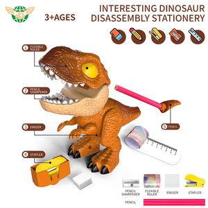 2 IN 1 giocattoli di dinosauro e cancelleria per l'apprendimento educativo fai <span class=keywords><strong>da</strong></span> te T-Rex giocattolo righello <span class=keywords><strong>matita</strong></span> scatola dei colori per disegnare e scrivere - Product Image 3