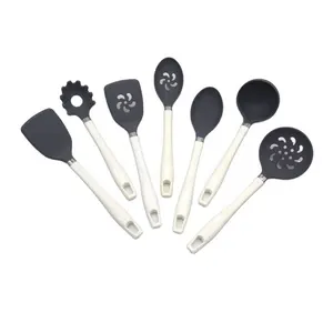 Plastic Handle Kitchenware 7pcs Silicone Soup Spoon Cooking Non-stick Cookware Set