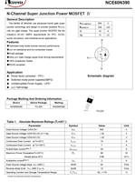 ترانزستور NCE Power NCE60N390 N-Channel Super Junction MOSFET بقوة 600 فولت و10 أمبير، طراز TO-220، 99 واط، يعمل من -55 درجة مئوية إلى +175 درجة مئوية، أصلي 100% وقابل للتتبع مع رمز الدفعة.