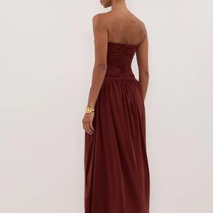 Vestido de Noche Largo sin Tirantes de Algodón de Alta Calidad con Diseño de Moda de Lujo, Vestido sin Mangas con Corsé - Product Image 2