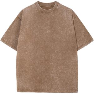 T-shirt en coton surdimensionné pour homme FOXA, manches courtes, coupe ample, t-shirt basique unisexe, aspect délavé, tissu jersey - Product Image 1