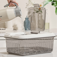 Ustensiles de cuisine et articles de cuisine : Boîte de rangement pour riz et céréales en PP avec couvercle rabattable, Conteneur alimentaire, Organisateur de rangement de cuisine