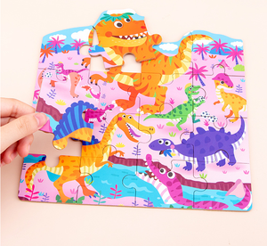 Puzzle Grosir 4-dalam-1 - Dinosaurus - Mainan Edukasi Balita Montessori Mainan Puzzle Kayu & Hadiah untuk Anak Laki-laki & Perempuan Usia 2 Tahun - Product Image 2