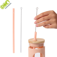 Gobelet à eau en verre Borosilicate en bambou, avec manches en silicone et paille, logo personnalisé OEM, sans BPA, 600ML/21oz, GA2010