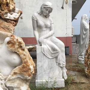 Estatua de Piedra de Chica Peri Sexy Tallada a Mano en Mármol Blanco para Uso en Hoteles, Diseño Moderno, Tamaño Personalizable - Product Image 5