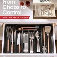Organisateur de tiroir de cuisine extensible et réglable en acier inoxydable et polypropylène de style nordique avec support de rangement pour couverts