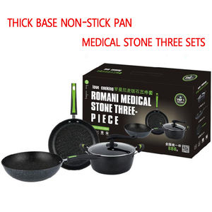 Vendi bene <span class=keywords><strong>set</strong></span> regalo <span class=keywords><strong>pietra</strong></span> medica tre <span class=keywords><strong>set</strong></span> <span class=keywords><strong>di</strong></span> padella antiaderente padella wok pentola per fonderia padella pentola per zuppa padella <span class=keywords><strong>in</strong></span> ghisa - Product Image 4
