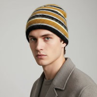 Bonnet tricoté personnalisé d'hiver à la mode de haute qualité rayé acrylique épaissi chaud et élégant pour les voyages d'affaires à la plage
