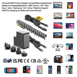 65W USB-C phổ máy tính xách tay adapter sạc USB Type-C + 15 lời khuyên hoán đổi cho nhau cắm USB Loại C du lịch trên toàn thế giới Power Adapter - Product Image 2