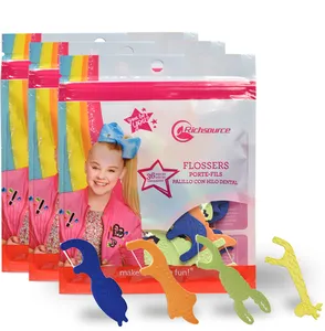 Biodegradable Colored Animal Shape Daily Flossers Child Dental Floss Pick For Kids