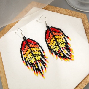 Pendientes de cuentas de <span class=keywords><strong>semillas</strong></span> Miyuki tejidos hechos a mano con patrón de hoja de <span class=keywords><strong>arce</strong></span> degradado de joyería Bohemia - Product Image 2