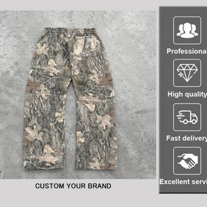 Wholesale Eco-Friendly Breathable Camo <b>Pants</b> 300gsm Custom 100%cotton High Quality Distressed Midweight Streetwear Printing Man - Product Image 1