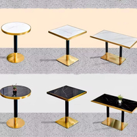 Nouvelle conception de table à manger en pierre frittée, marbre artificiel, pieds en acier inoxydable, table à manger pour la maison et les restaurants