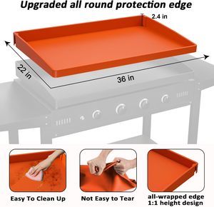 Housse de protection en silicone de 36 pouces pour barbecue extérieur, tapis de cuisson pour plaque chauffante, housse de plaque de cuisson BBQ améliorée à bords intégrés pour tapis de barbecue Weber - Product Image 5