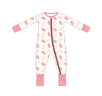 Pakaian Anak Bayi Romper Lengan Panjang Beritsleting Motif Kotak-kotak Patchwork Print Baju Tidur Bayi Baru Lahir Jumpsuit Piyama Tanpa Kaki