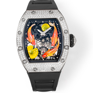 Reloj de Lujo para Hombre, Tourbillon Automático, Mecánico, con Caja con Incrustaciones de Diamantes y Correa de Caucho para Mujer, Reloj con Diamantes - Product Image 1