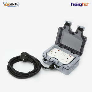 Height Outdoor <b>Waterproof</b> Power Strip Ip66 230V 2 Outlets With <b>Cable</b> For Outdoor Use - Product Image 1