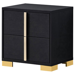 Jeremiah <b>Black</b> 2-<b>drawer</b> Nightstand Modern <b>Storage</b> <b>Drawer</b> Cabinet Bedroom Furniture - Product Image 3