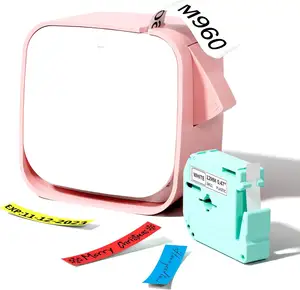 M960 Bluetooth Label Maker w/Tape Inkless Sticker Printer Built-in Cutter Color Printing Thermal Transfer with USB Charging