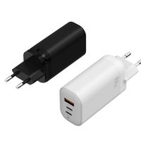 Chargeur rapide PD 65W en nitrure de gallium avec pieds pliables, ports USB-A/USB-C, prise EU/UK, tête de charge interchangeable