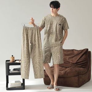 Conjunto <span class=keywords><strong>de</strong></span> <span class=keywords><strong>Pijama</strong></span> <span class=keywords><strong>de</strong></span> Algodón para <span class=keywords><strong>Hombre</strong></span>, Tres Piezas, Ropa <span class=keywords><strong>de</strong></span> Dormir Simple y Suave, Camiseta <span class=keywords><strong>de</strong></span> Verano <span class=keywords><strong>de</strong></span> Manga Corta, Pantalones Cortos, Pantalones Largos, <span class=keywords><strong>Pijama</strong></span> <span class=keywords><strong>de</strong></span> 3 Piezas, Ropa para el Hogar - Product Image 2
