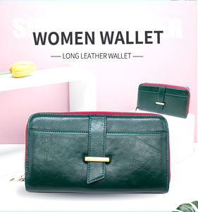 <span class=keywords><strong>Portafoglio</strong></span> Lungo Personalizzato per Donne, Nuovo Colore <span class=keywords><strong>Verde</strong></span> con Blocco RFID e Cerniera - Product Image 6