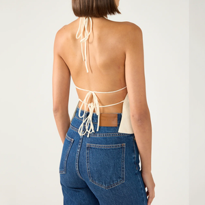 Fábrica de ropa de mujer personalizada Halter <span class=keywords><strong>espalda</strong></span> <span class=keywords><strong>abierta</strong></span> blusas y tops de mujer - Product Image 2