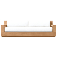 Luxuriöses 3-Sitzer Outdoor-Sofa mit Wasserdichten Kissen aus Teakholz, Umweltfreundliche Gartenmöbel, Hotel- und Villen-Sofagarnitur aus Massivholz