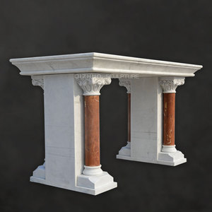 Dimensioni personalizzate semplice e moderno antico chiesa pietra naturale religioso colore misto rosso e bianco marmorizzato tavolo da altare in vendita - Product Image 2