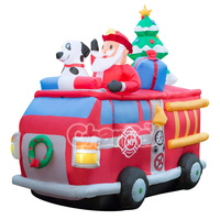 Pompier gonflable Père Noël dans le camion de pompiers de Noël Décorations gonflables de cour de Noël