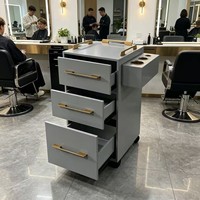 Chariot de coiffure en bois moderne et écologique, robuste, à 4 roues, avec support pour sèche-cheveux, rotation à 360 degrés