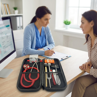 Kit de diagnostic médical professionnel, stéthoscope manuel à double tête en acier inoxydable, marteau réflexe, étui rigide en EVA, lampe frontale ORL