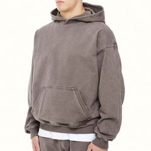 Sudadera con capucha lavada Vintage para hombre, ropa de calle pesada de poliéster/algodón, sudadera con hombros caídos en blanco lavada con ácido de gran tamaño para hombre - Product Image 2