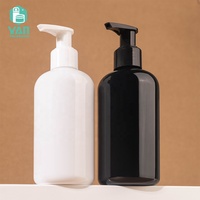 YAN Emballage 250ml Rond Épaule Graisse Vide PET En Plastique Pompe Bouteille Clair Noir Blanc Contenants Communs Shampooing Lotion Liquide