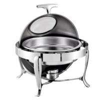 Ronde Chafing Dish met glazen venster, zware uitvoering SUS304 buffetwarmer set, snelle verzending DDP service, veilige verpakking hotel