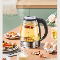 Bouilloire Électrique en Verre 1,8 L, Ébullition Rapide, Sans Fil, Arrêt Automatique, Protection Anti-Ébullition à Sec, Maintien au Chaud pour Thé/Café, Utilisation Extérieure