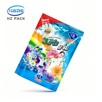Sachet d'emballage métallisé à trois soudures pour poudre détergente et gel lessive, impression hélio pour lessive