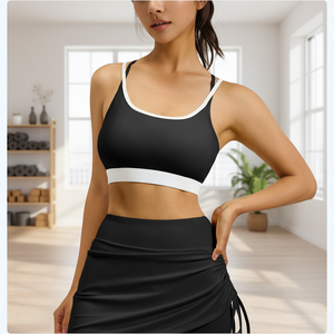 Sujetador Deportivo de Yoga para Mujer con Soporte Alto y Tirantes Cruzados en Contraste - Ropa Deportiva Ecológica de Spandex/Nylon para Gimnasio y Yoga - Product Image 3
