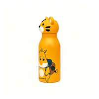 Bouteille d'eau isotherme pour enfants 420 ml avec couvercle tigre 3D mignon, en acier inoxydable à double paroi, gourde sous vide avec tête d'animal de dessin animé