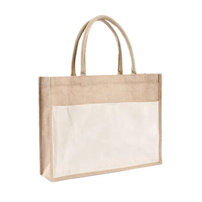 Reusable Jute Shopper Cotton Canvas Shopping Tote Bag