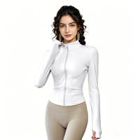 Veste de course légère à fermeture éclair intégrale JYN pour femme, coupe ajustée, idéale pour le yoga et le sport, avec trous pour les pouces, manteau d'entraînement hivernal