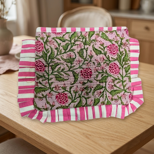 PNM Overseas Modern Handmade <b>Screen</b> Printed Square Floral Tote Bag-Pink & Red Sustainable Accessory - Product Image 3