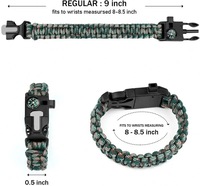 Kit d'équipement de survie Anthrive Outdoor 5 en 1 : sifflet, boussole, grattoir, cordon de parachute, bracelet de survie en paracorde avec boussole