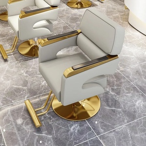 Cadeiras de Barbeiro Reclináveis Hidráulicas em Couro Dourado Modernas para Homens e Mulheres Móveis Profissionais de Cabeleireiro Atacado para Salões - Product Image 2